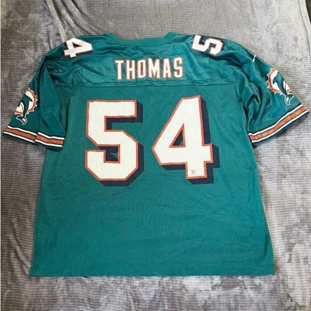 Vintage Nike Miami Dolphins Zach Thomas 54 Jersey Mens XL Aqua NFL Football Mesh